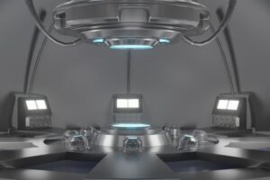 Featured digital twin visualization showing virtual machine model with real-time sensor data overlay